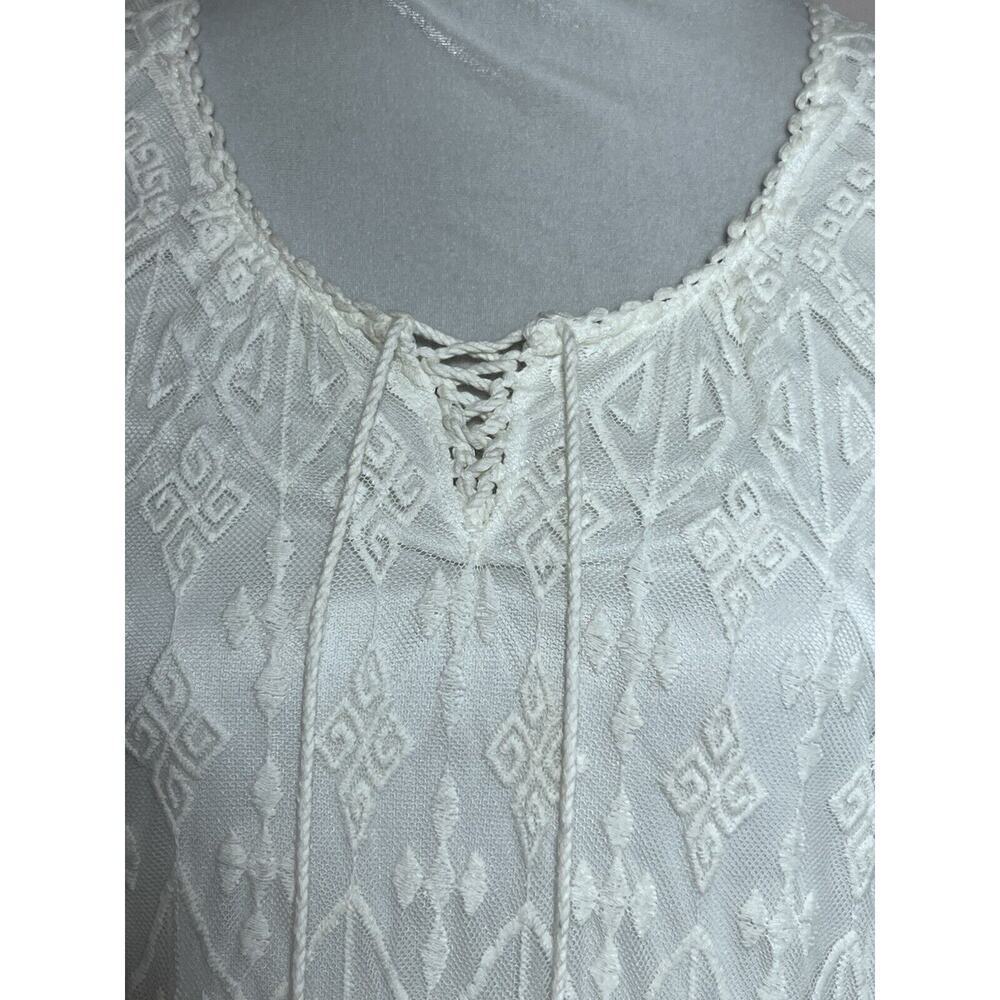 White Lace Long Maxi Dress Sz Large Boho Cottagecore Lined Cotton By Vasna - Picture 4 of 13